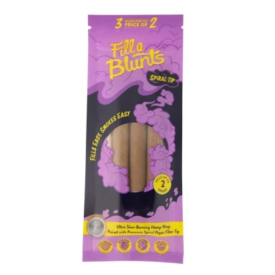 DaySavers | Fill-a Blunts 2 Gram Fatty Pre Rolled Hemp Wrap Blunt Tubes w/ Spiral Paper Filter Tips | Pack of 3